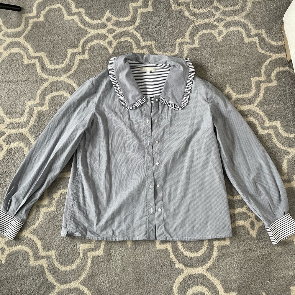 Maje Striped Collar Blouse